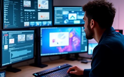 Content creator editing video for social media