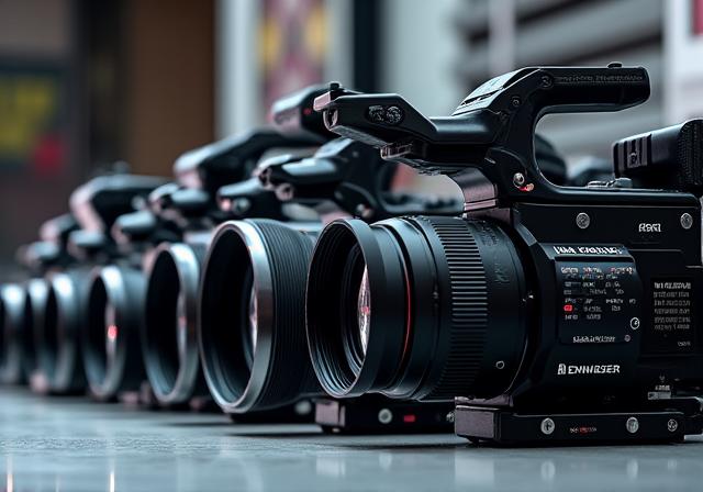 High-end cinema cameras and field audio equipment